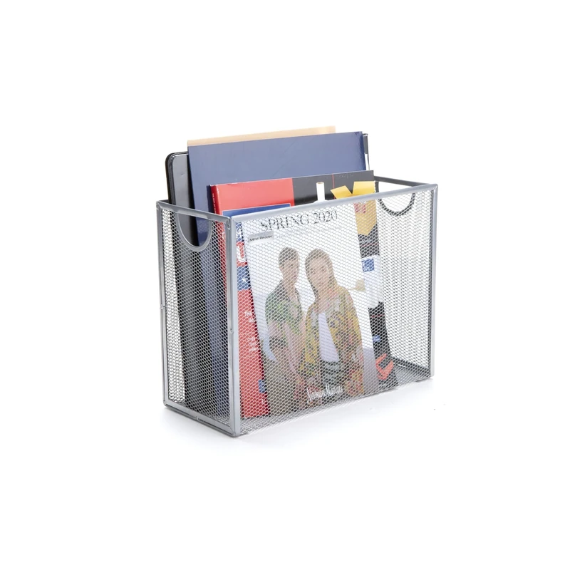 Mind Reader Metal Mesh Storage Basket for Letters, Legal Documents, Filing, Folders, Office Organization, Silver