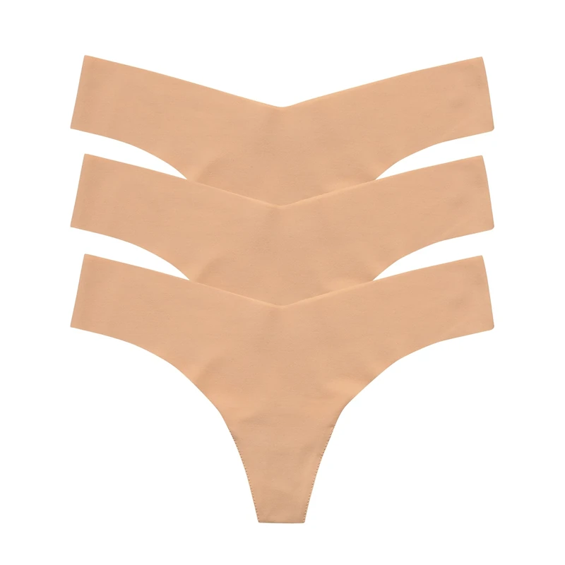 commando - Classic Solid Thong (3-pack) | Seamless No Show Thong | Comfortable, Lay-Flat Edges | Machine Washable, Beige, S-M - Image 1