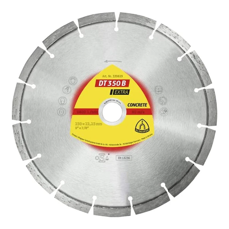 Klingspor 339829 DT 350 B Extra Diamond Cutting Discs for Angle Grinders 230 mm x 2.6 mm x 22.23 mm
