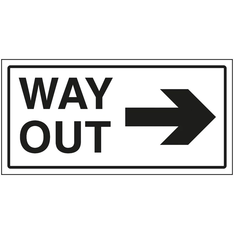 V Safety Way Out Arrow Right Sign - 600x300mm - 3mm Brushed Aluminium Composite - Image 1