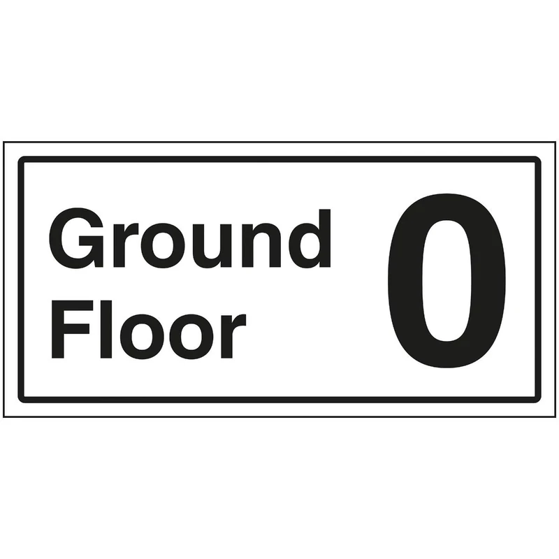V Safety Ground Floor 0 Sign - 600x300mm - 3mm Brushed Aluminium Composite