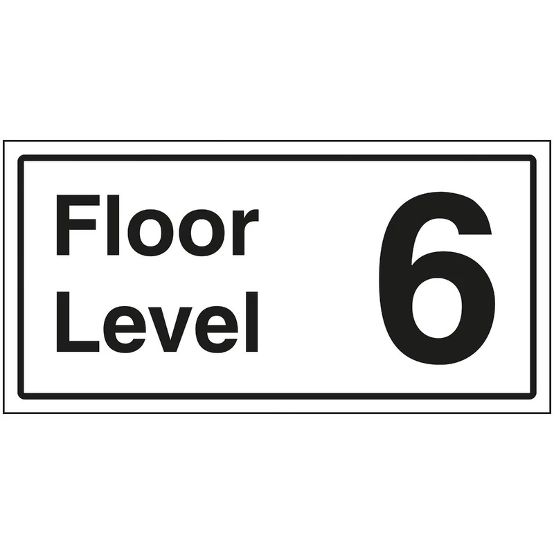 V Safety Floor Level 6 Sign - 600x300mm - 3mm Brushed Aluminium Composite