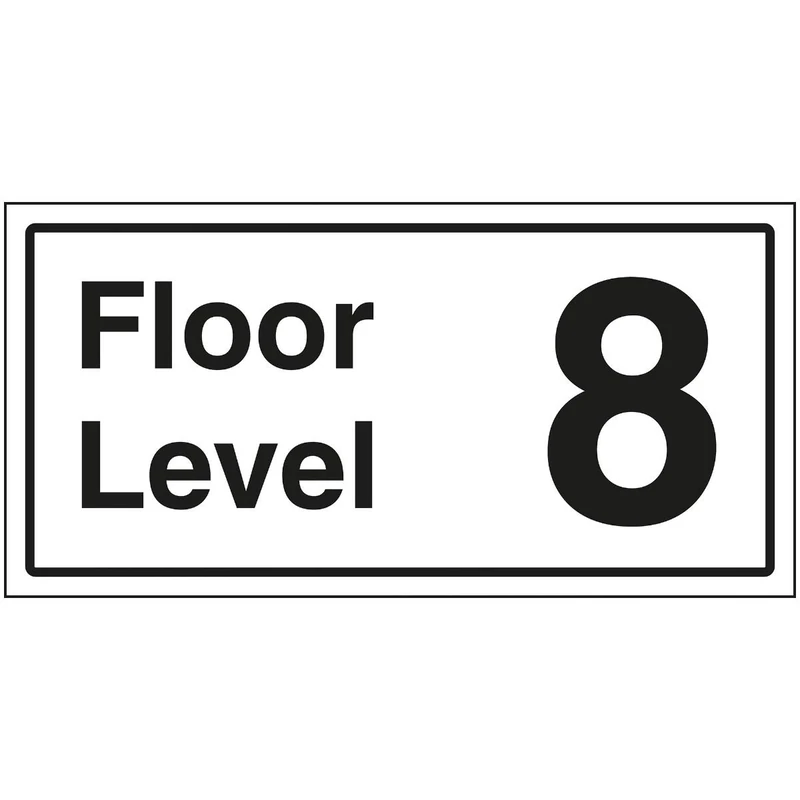V Safety Floor Level 8 Sign - 600x300mm - 3mm Brushed Aluminium Composite - Image 1