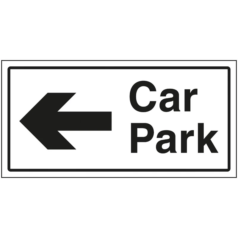 V Safety Car Park Arrow Left Sign - 600x300mm - 3mm Brushed Aluminium Composite