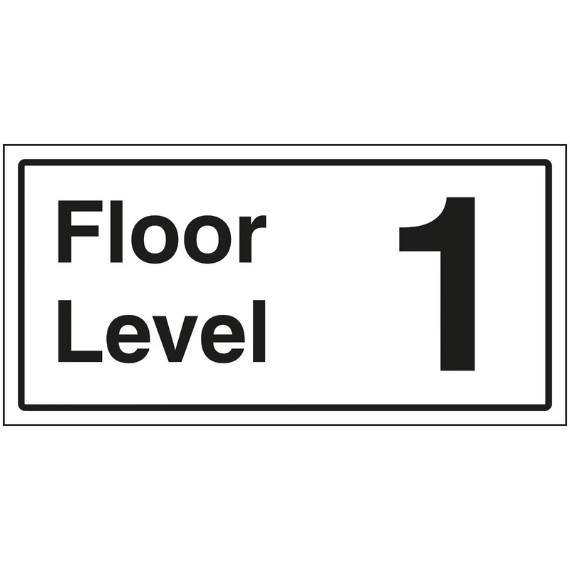 V Safety Floor Level 1 Sign - 600x300mm - 3mm Brushed Aluminium Composite - Image 1