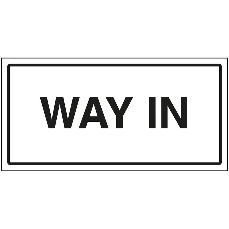 V Safety Way In Sign - 600x300mm - 3mm Brushed Aluminium Composite