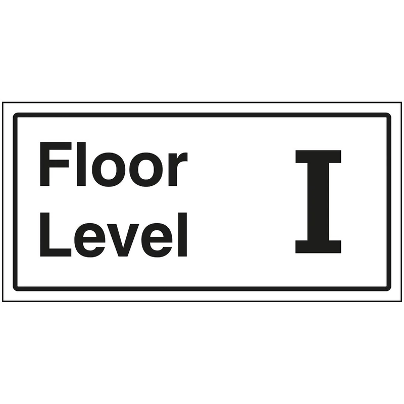V Safety Floor Level I Sign - 600x300mm - 3mm Brushed Aluminium Composite