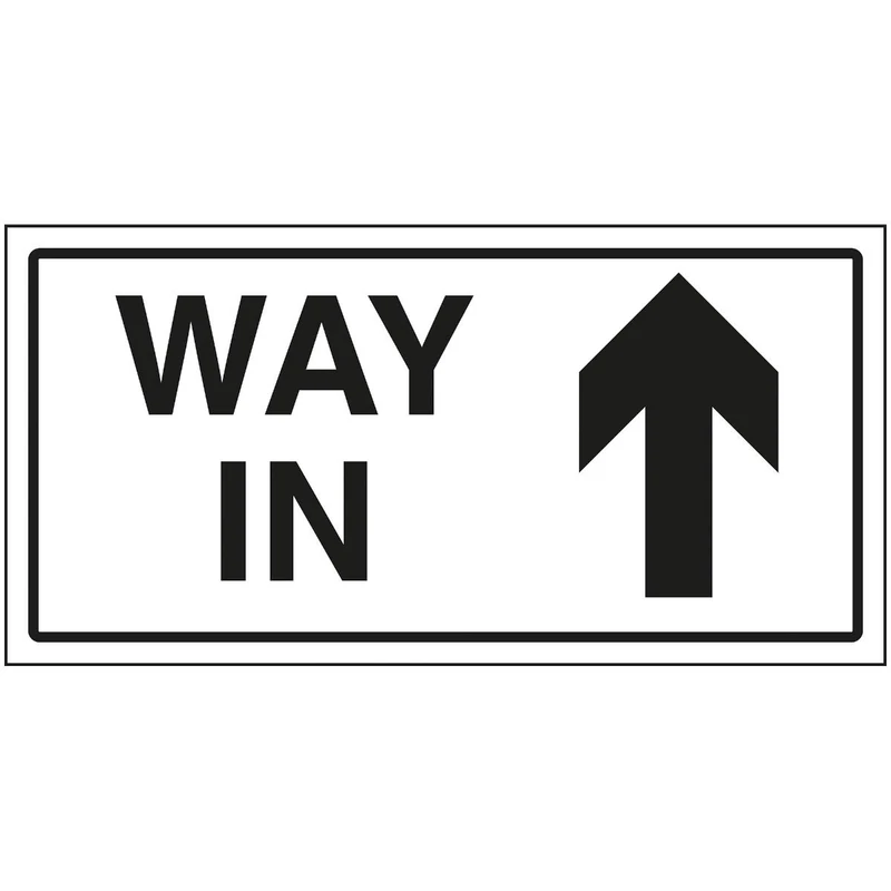 VSafety Way In Arrow Up Sign - 600x300mm - 3mm Brushed Aluminium Composite