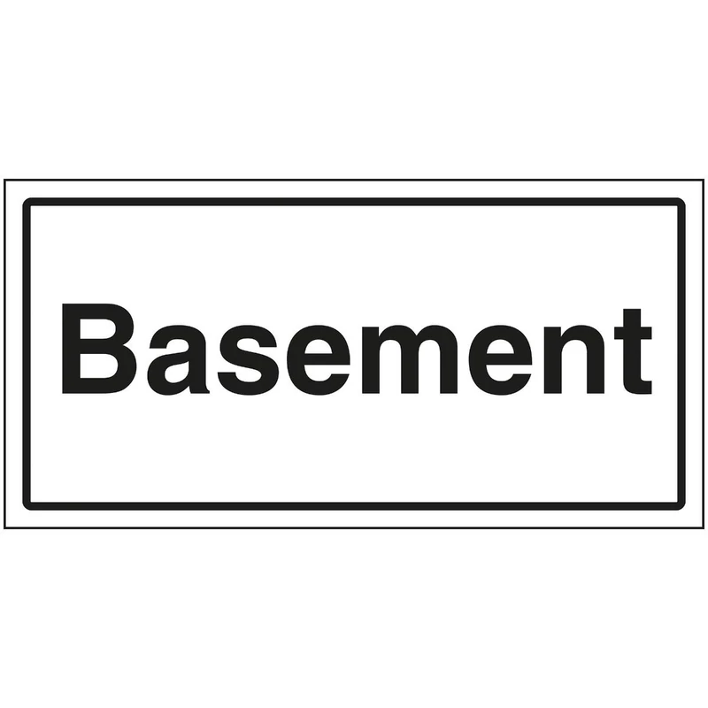 V Safety Basement Sign - 600x300mm - 3mm Brushed Aluminium Composite