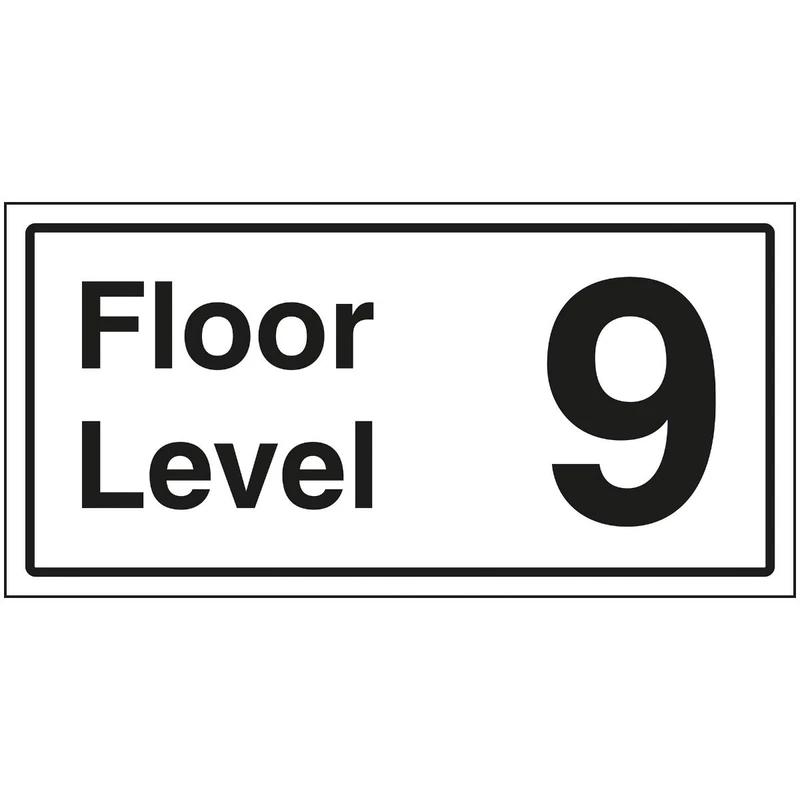 V Safety Floor Level 9 Sign - 600x300mm - 3mm Brushed Aluminium Composite - Image 1
