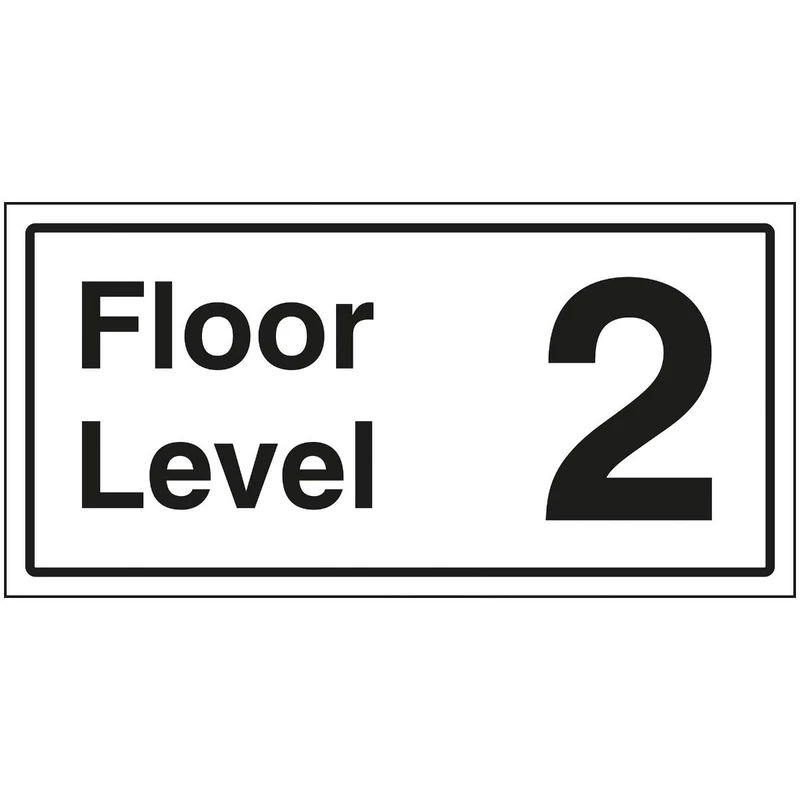 V Safety Floor Level 2 Sign - 600x300mm - 3mm Brushed Aluminium Composite