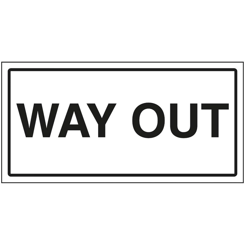 V Safety Way Out Sign - 600x300mm - 3mm Brushed Aluminium Composite - Image 1