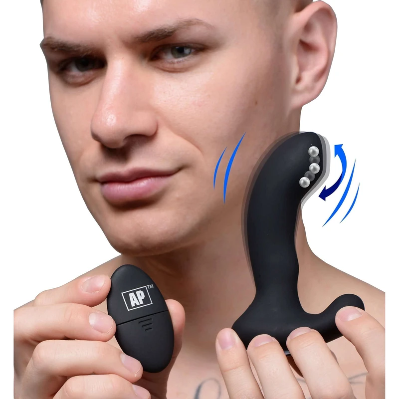 XR Brands 10X P-Massage Prostate Stimulator with Stroking Bead - Black