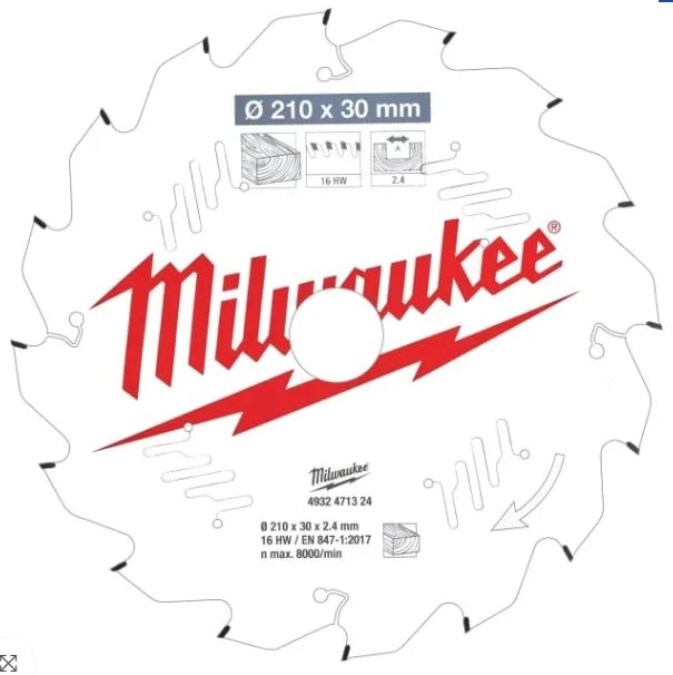 MILWAUKEE 4932471324 Table Saw Blade 16 Teeth 2.4 x 210 mm