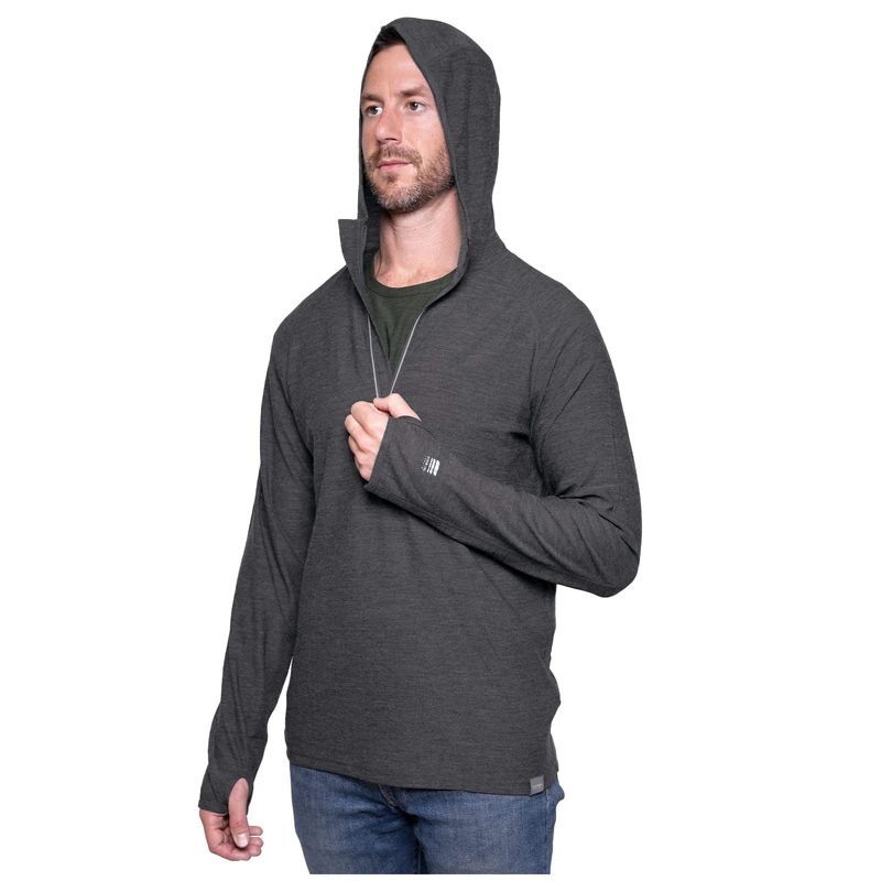 MERIWOOL Men’s Base Layer Hoodie Lightweight Merino Wool Long Sleeve Thermal, Charcoal Gray, M - Image 1