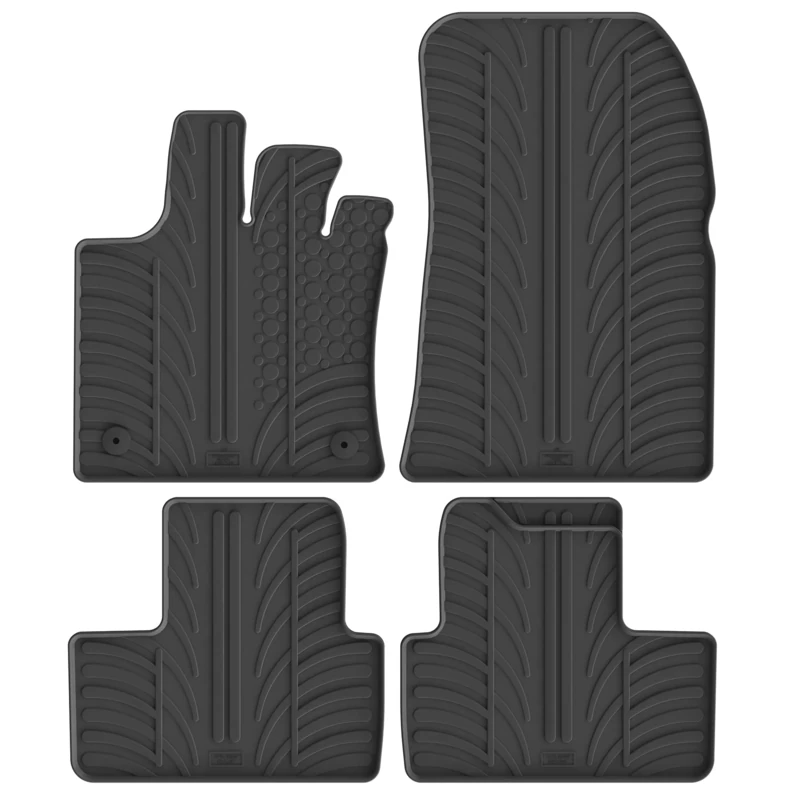 GLEDRING Set of Rubber Mats Compatible with Renault Captur II 2020- & Renault Symbioz 2024- & Mitsubishi ASX II 2023- (T Profile 4-Piece + Mounting Clips)