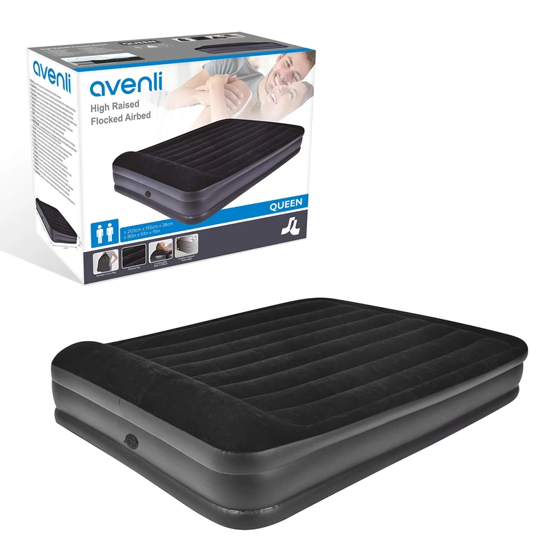 Avenli Queen Sized Deluxe Inflatable Airbed with Built in Pillow