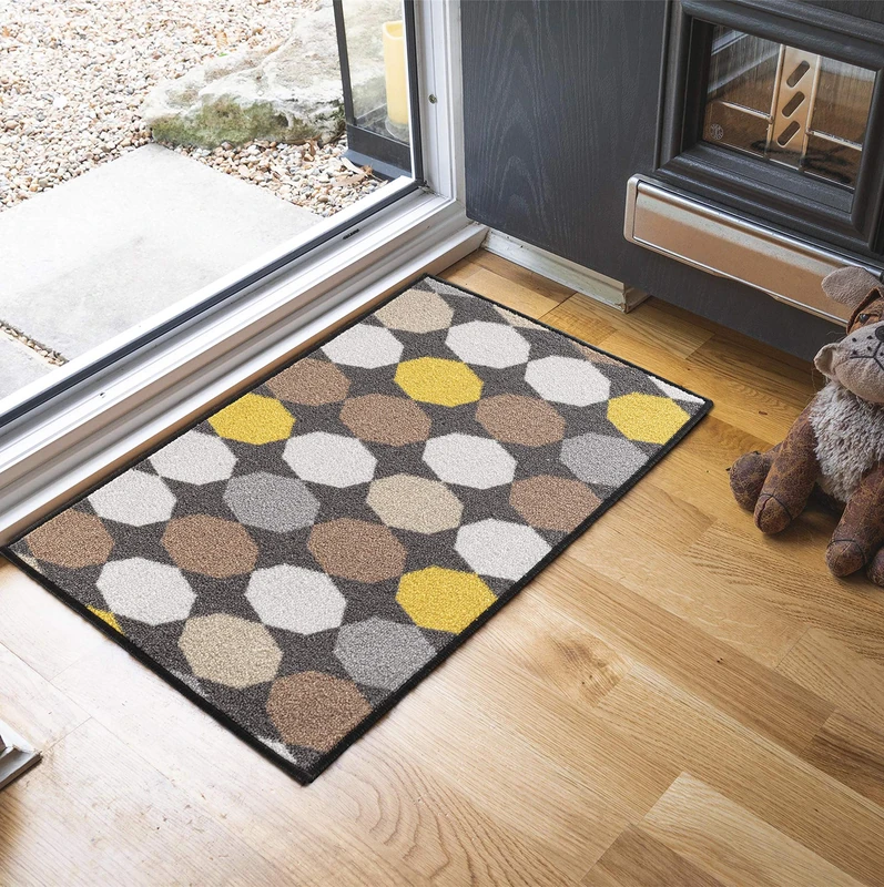 Washable Door Mat Kitchen Mats Non Slip Geometrical Design Hall Runner- Indoor Door Mat - Hallway-Passage Corridor Doormats - Floor Mat Gold-oval 160x220 cm