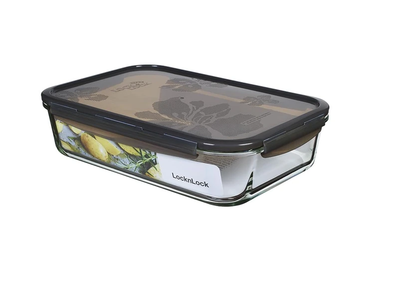 LocknLock Oven Glass Food Storage Container with Lid 3.6 L, Rectangular, Fridge, Freezer and Dishwasher Safe, Borosilicate Glass up to 400 °C, Oven and Microwave Safe, 345 x 236 x 88 mm