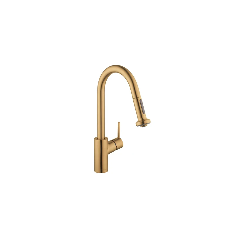 hansgrohe Talis S² Kitchen Faucet 1-Handle 16-inch Tall Pull Down Sprayer in Brushed Gold Optic, 14877251