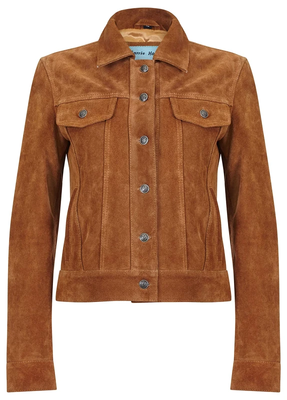 Smart Range Leather Ladies Trucker Suede Jacket 1680 - Tan