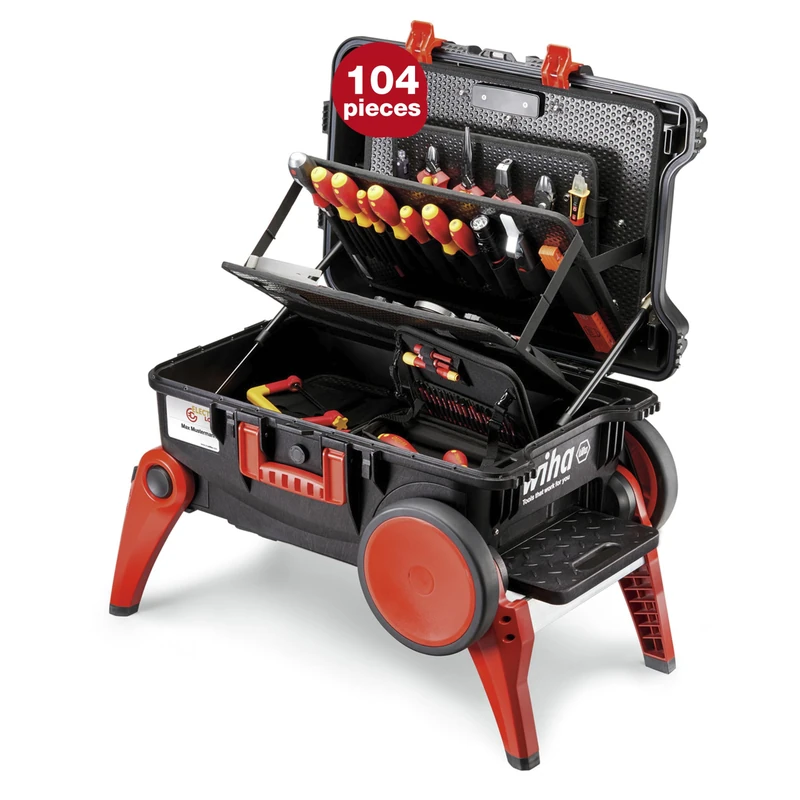 Wiha 9300-70103 Tool Set Electrician Competence XXL III, Black, Red, (B x H x T) 685 x 501 x 345 mm, 44128