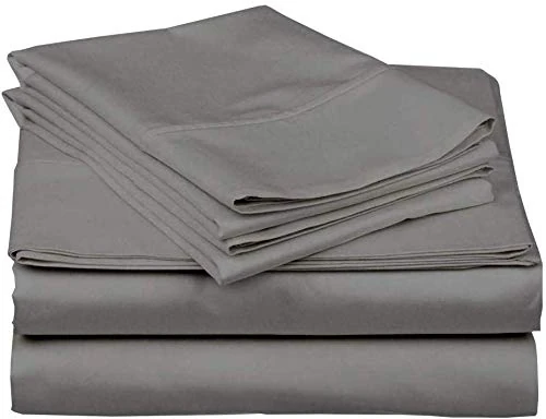 Cottington Lane Queen Size Sheet Set, 100% Egyptian Cotton Premium Hotel Quality 4 Piece Sheets Sets, High Thread Count Dark Grey Solid with 6-10" Deep Pocket