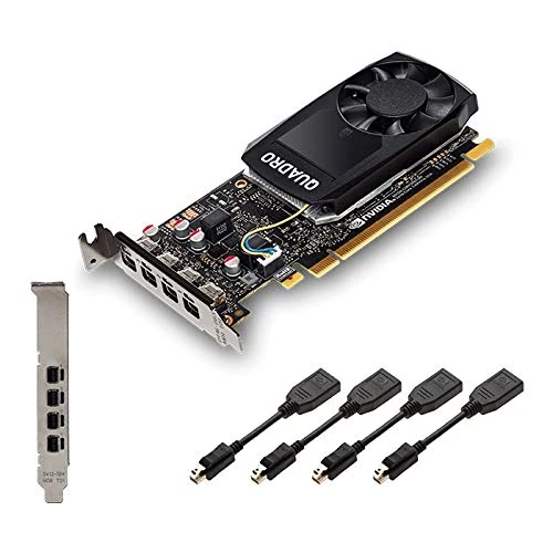 Nvidia Quadro P1000 Professional PCIe Express 4GB GDDR5 4X Mini DisplayPort Low & High Profile Graphics Card - Black - Includes 8 Display Cables - New Regular OEM Card Boxed