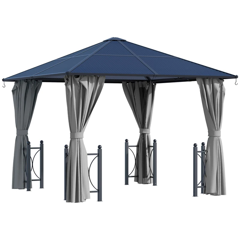 Outsunny 3x3m Hardtop Gazebo - Polycarbonate Roof & Steel Frame