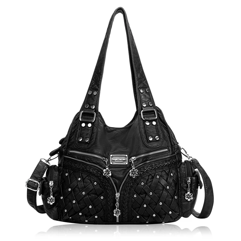 Angel Barcelo Roomy Fashion Hobo Womens Handbags Ladies Purse Satchel Shoulder Bags Tote Washed Leather Bag Size: One Size