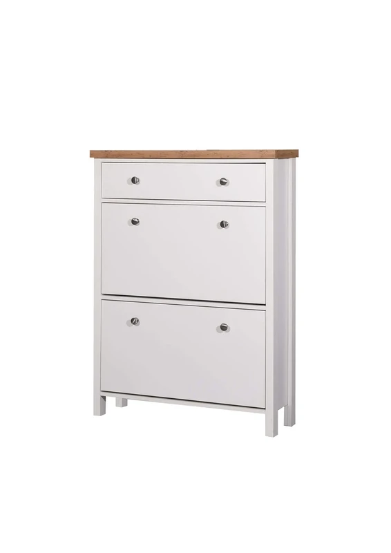 Timber Art Design UK Astbury 3 Tier Shoe Cabinet Storage Cupboard Footwear Stand Rack Wooden White