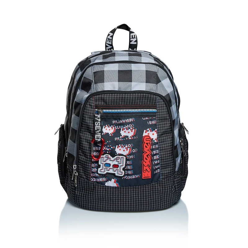 Seven Advanced Space Check, Unisex Backpack - Kids, Black, One Size