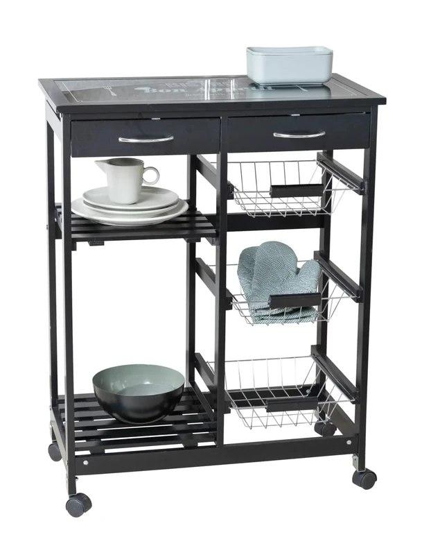 WENKO Kitchen Trolley Bon Appetit Kitchen Shelf Serving Trolley