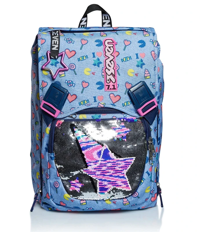 Seven Backpack, STARRY RAINBOW for Teen, Girls&Boys, Large Capacity, For School, Sport & Free Time, Italian Design, blue