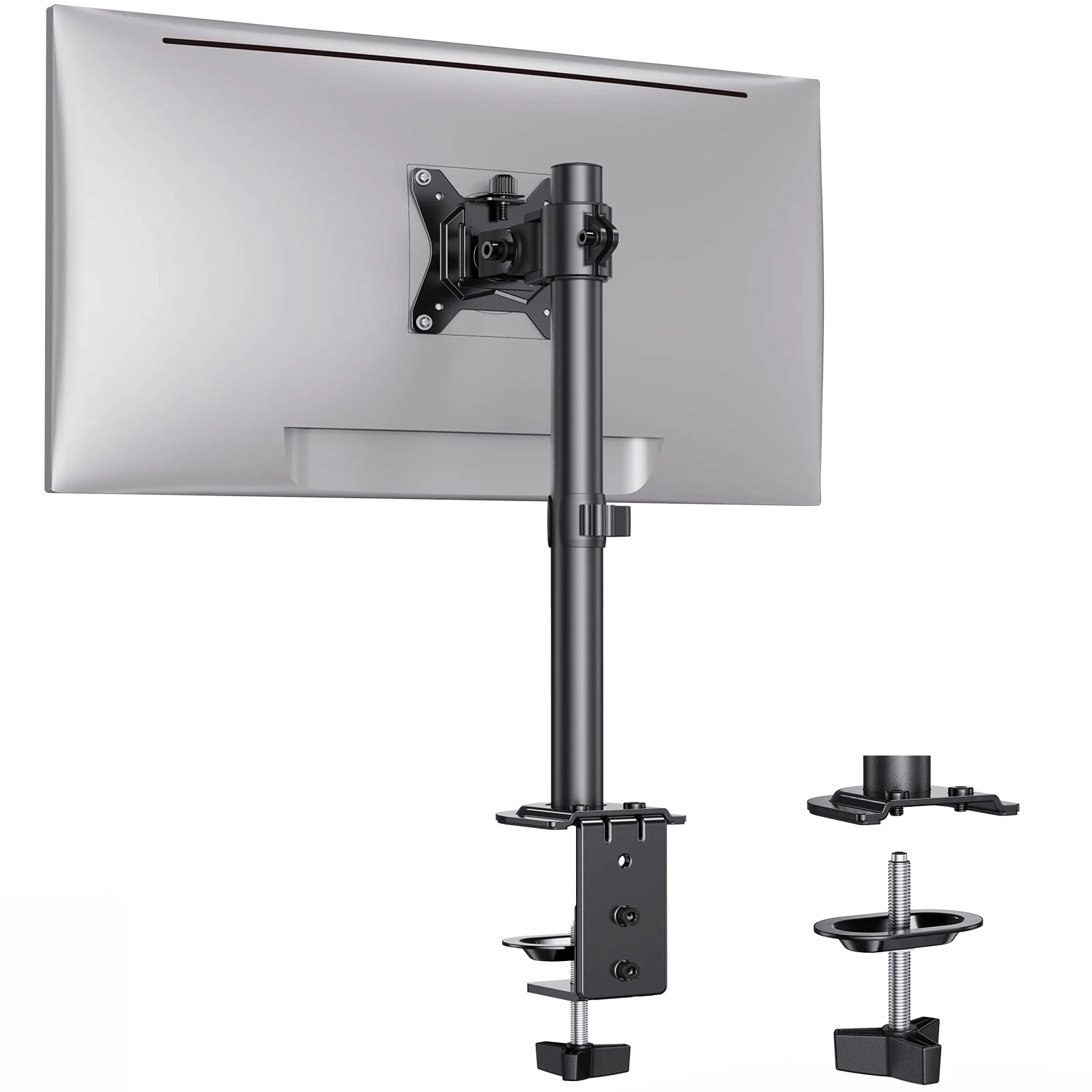 ErGear Single Monitor Stand for 13”-32” Screens, Portable Arm Desk Mount, Monitor Mount Vesa with Height Adjustable Swivel, Tilt, Rotation, 2 Mounting Options, Vesa 75x75/100x100mm