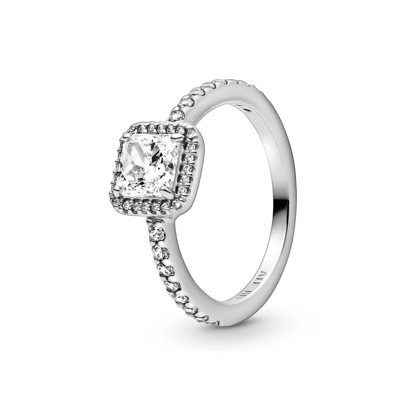 PANDORA Timeless Women's Sterling Silver Square Cubic Zirconia Ring, Size 56, No Box