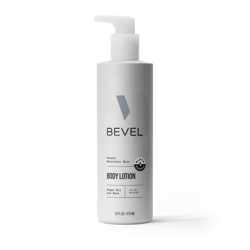 Bevel All Day Body Lotion for Men with Shea Butter and Argan Oil, Lightweight Formula Softens and Smoothes Skin, 16 oz