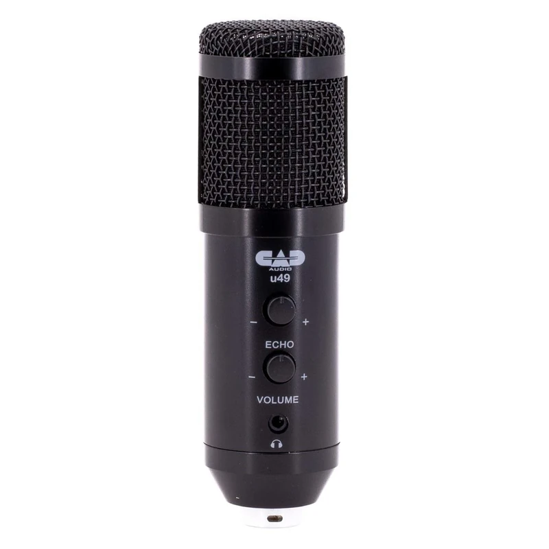 CAD AUDIO, U49 USB large diaphragm condenser microphone (characteristic: cardioid, 20 Hz - 20 kHz, integrated A/D converter, for MAC or PC, incl: USB cable, windscreen, clamp and table stand), black