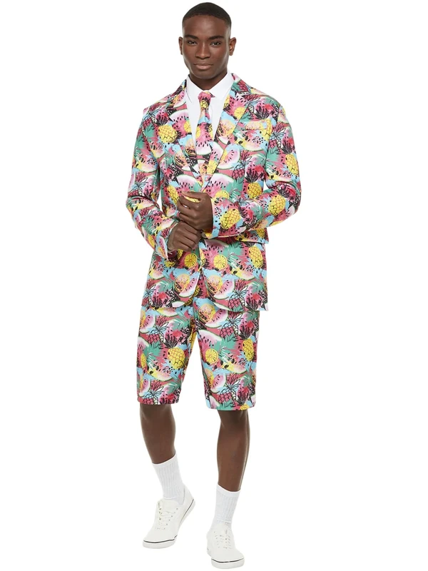 Smiffys Let's Get Fruity Watermelon Stand Out Suit Jacket, Shorts & Tie, Stand Out Suits Fancy Dress, Comedy Dress Up Costumes