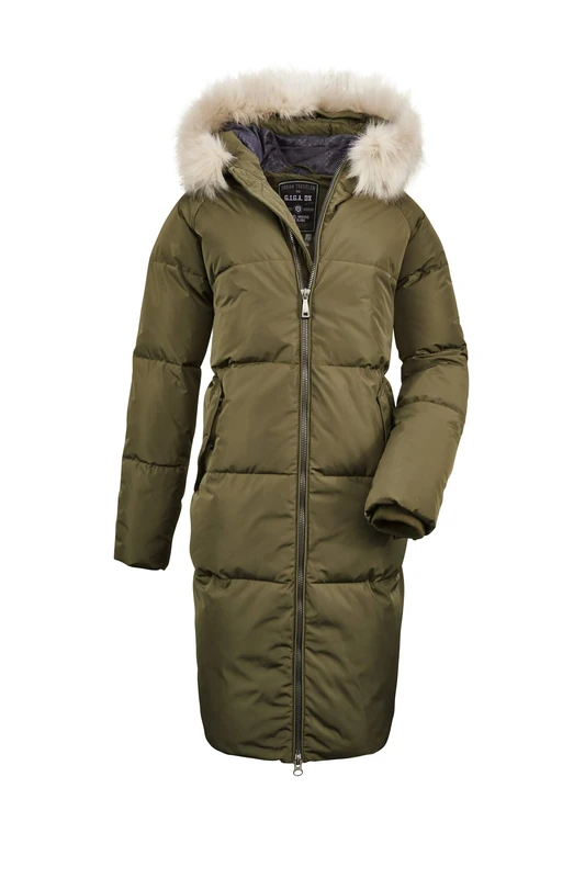 G.I.G.A. DX Women's Ventoso WMN Quilted CT A Casual Functional Coat in Down Look with Hood, Olive, 40