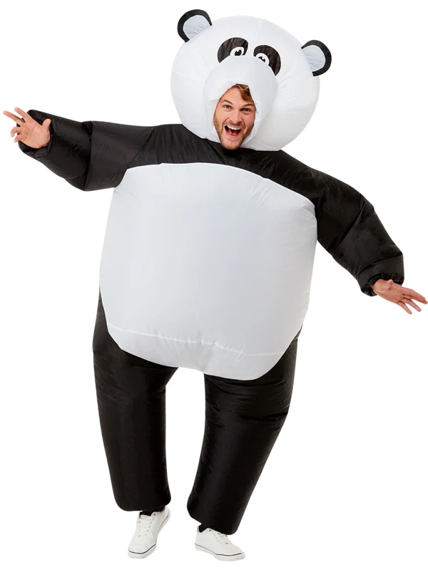 Smiffys Inflatable Giant Panda Costume, Black & White All In One with Self Inflating Fan, Funny Fancy Dress, Animal Dress Up Costumes, World Book Day