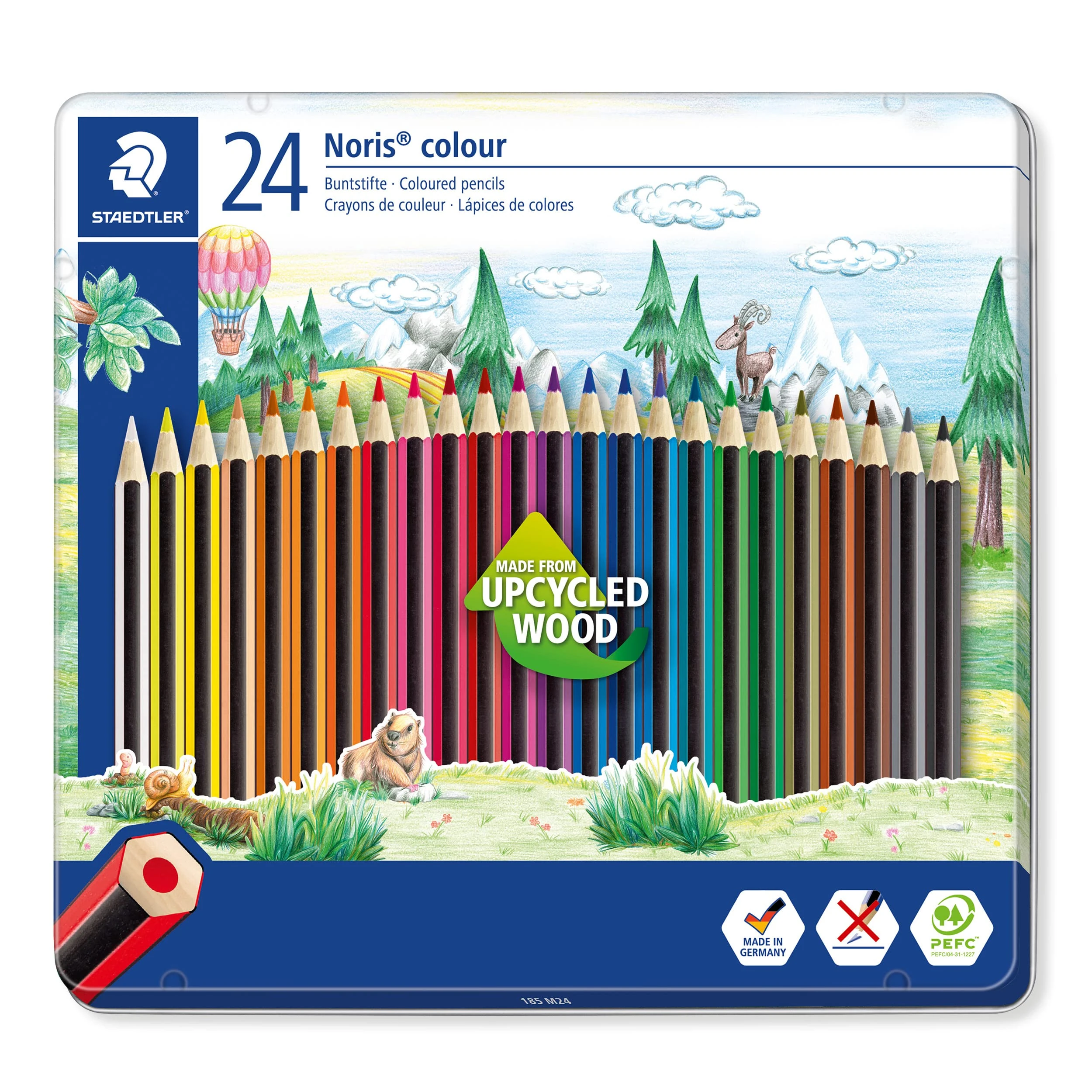 STAEDTLER 185 M24 Noris Colour Colouring Pencils - 24 Assorted Colours (Tin of 24 Pencils)