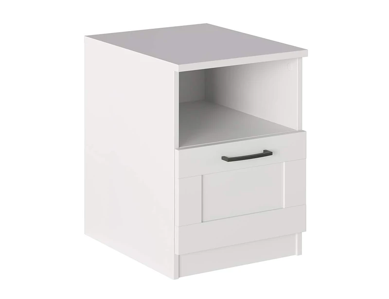 Iconico Home MIK Traditional Bedside Table with Drawer and Open Compartment, Bedroom, Children's Room, 40 x 44.5 x H 53.5 cm, White