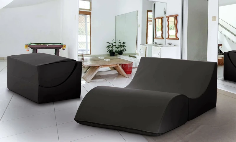 Talamo Italia - Folding bed Annabella, Pouf convertible into double bed, 100% Made in Italy, Pouf convertible into a chaise longue in eco-leather, 100x200h70 cm, Black