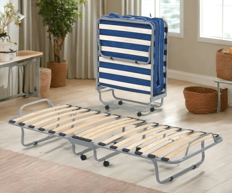 Talamo Italia - Folding bed Betta, Single folding orthopedic cot, 100% Made in Italy, Cot with eco-leather cover, with mattress Cm 80x190 included, White