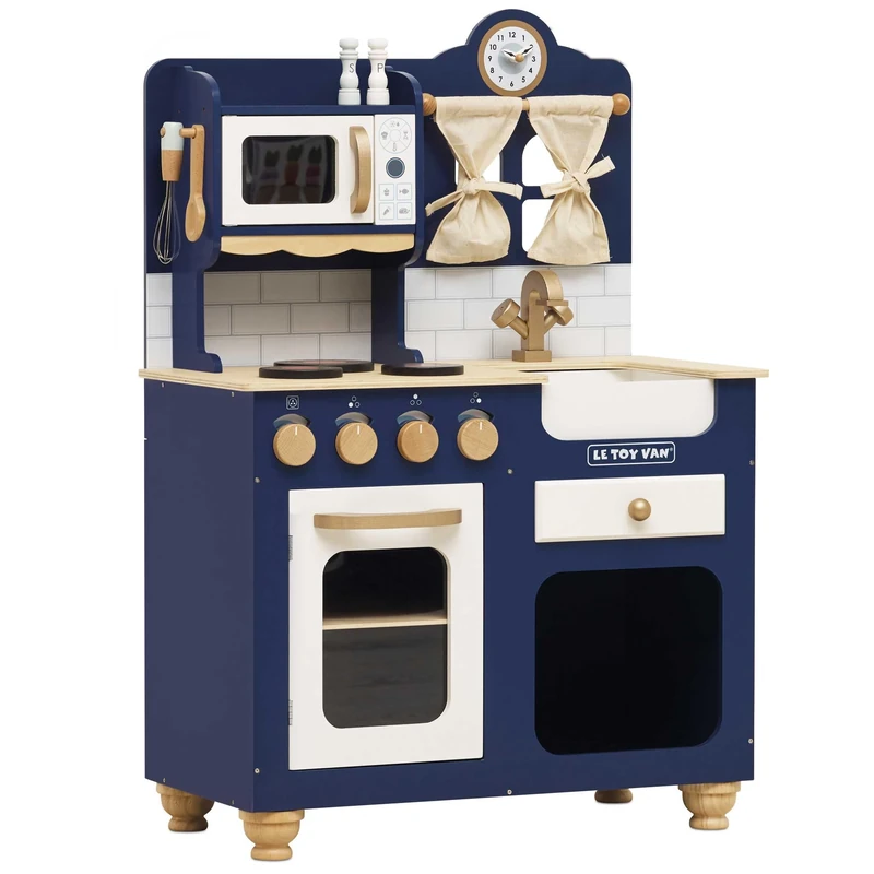 Le Toy Van - Wooden Oxford Kitchen Pretend Play Set | Kids Cooking Role Play Toy - Suitable For 3 Years +, Medium, Blue