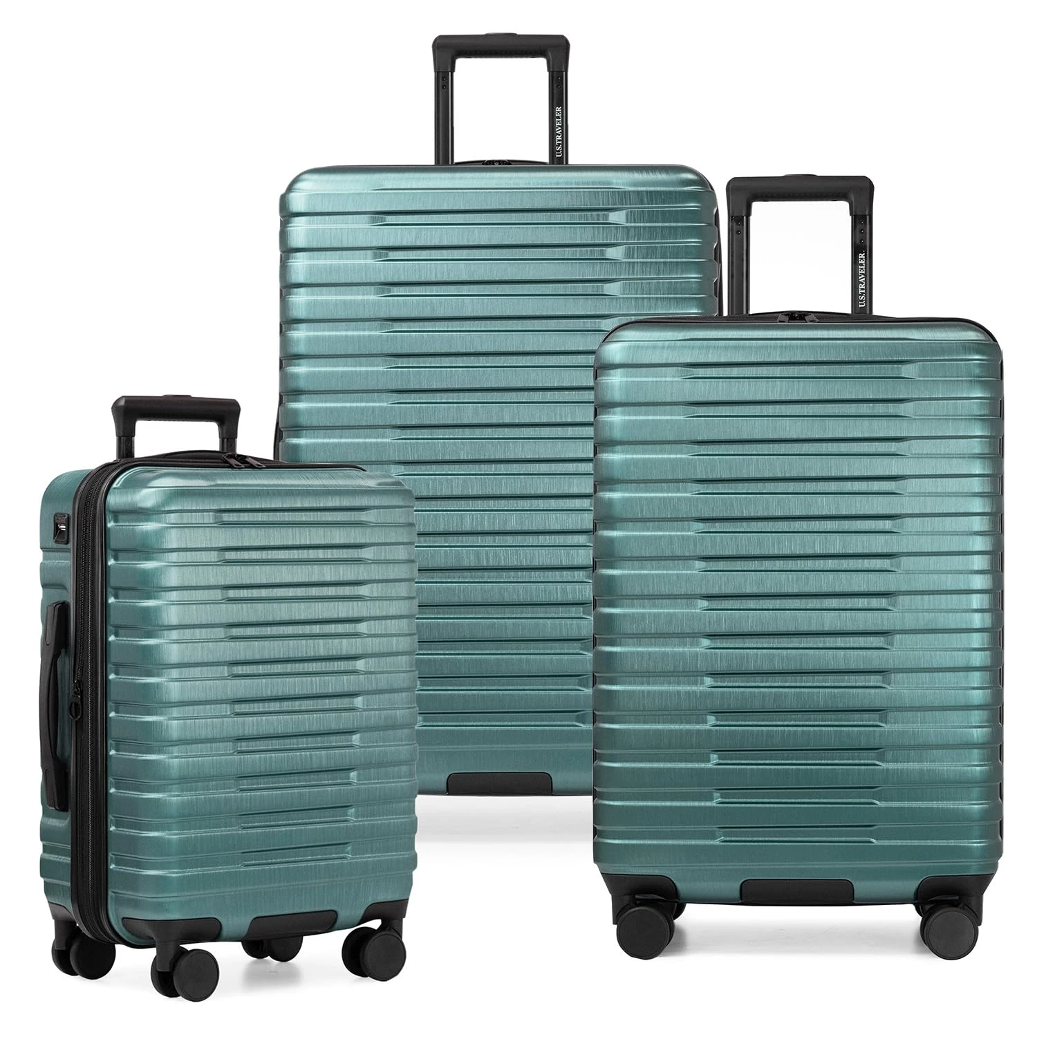U.S. Traveler Hardside 8-Wheeled Spinner Luggage with Aluminum Handle System, Teal