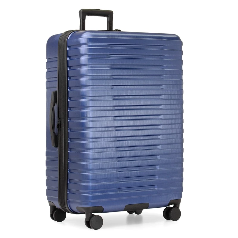 U.S. Traveler Boren Polycarbonate Hardside Rugged Travel Suitcase Luggage with 8 Spinner Wheels, Aluminum Handle, Navy, Checked-Large 30-Inch, Boren Polycarbonate Hardside Rugged Travel Suitcase