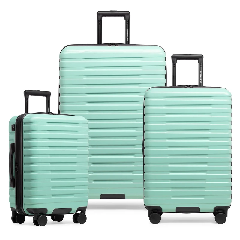 U.S. Traveler Hardside 8-Wheeled Spinner Luggage with Aluminum Handle System, Mint