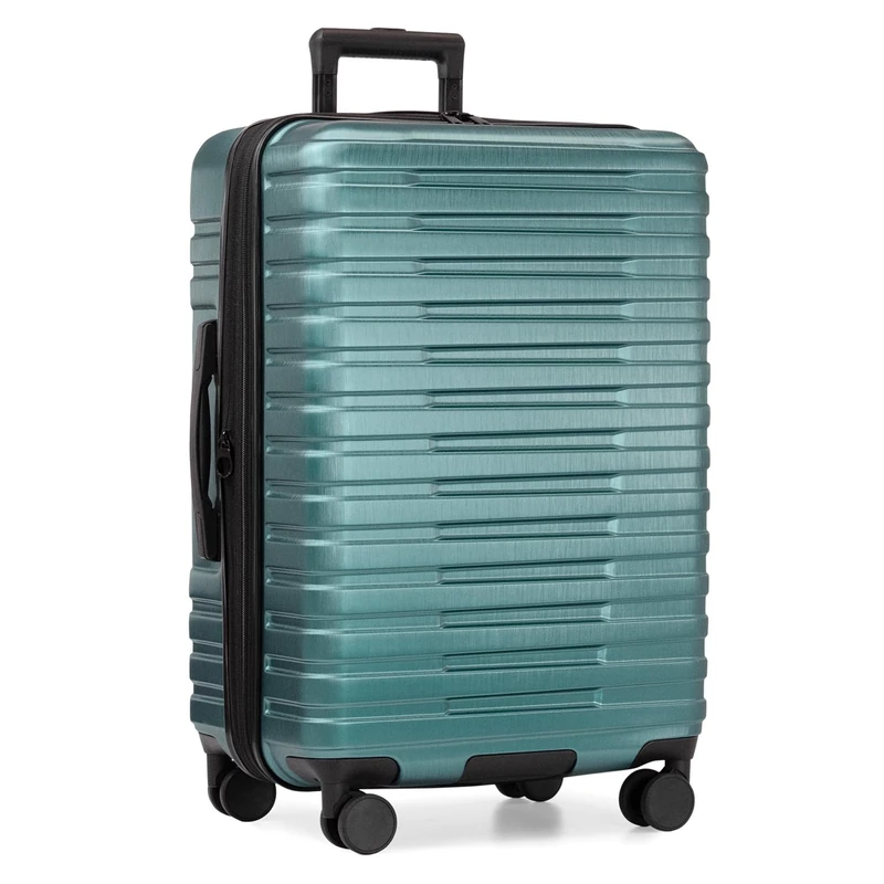 U.S. Traveler Boren Polycarbonate Hardside Rugged Travel Suitcase Luggage with 8 Spinner Wheels, Aluminum Handle, Teal, Checked-Medium 26-Inch, Boren Polycarbonate Hardside Rugged Travel Suitcase
